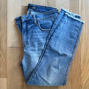 KUT from the Kloth Medium Blue Denim Connie High-Rise Fab Ab Crop Jeans